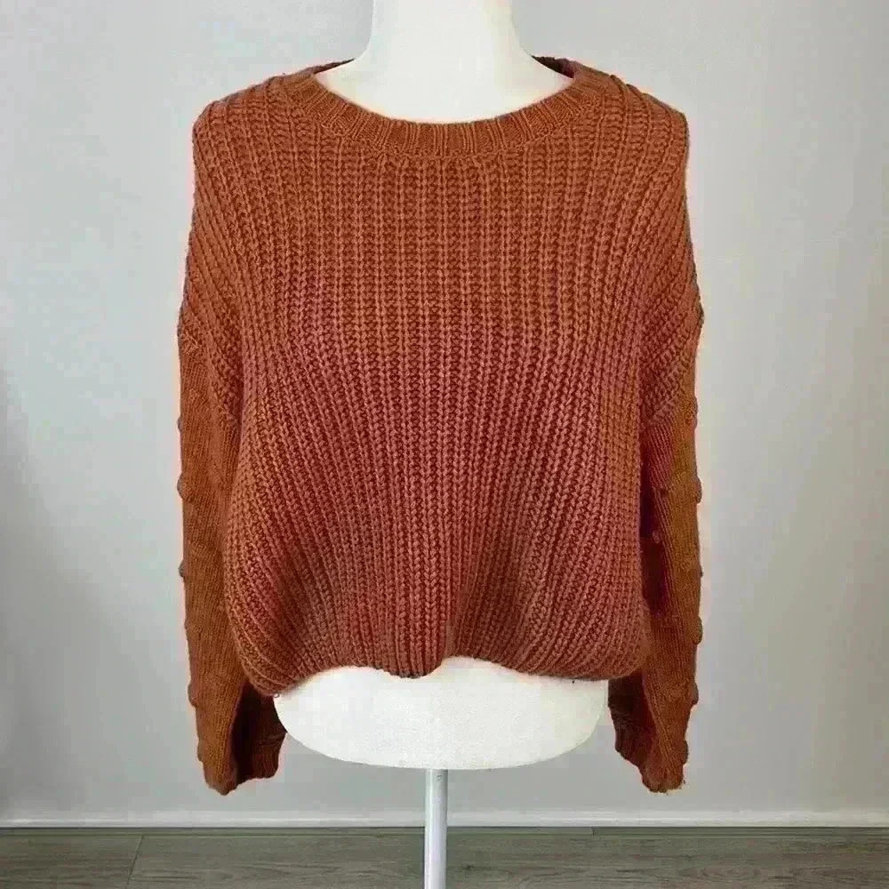 Moon & Madison Orange Knit Pullover Sweater Size M
